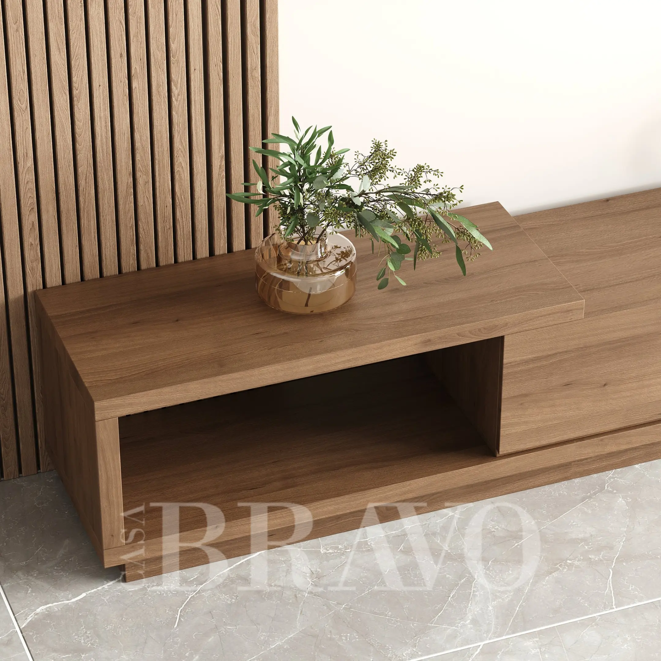 حامل تلفزيون من خشب الجوز تيرا