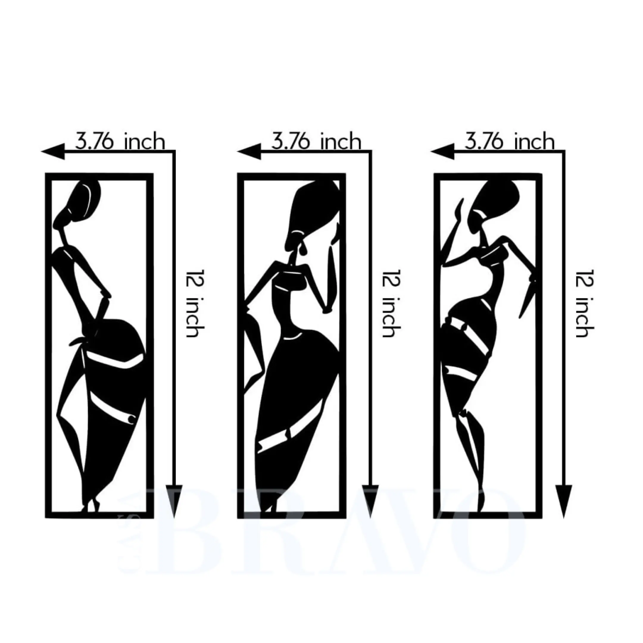مجموعة من 3 لوحات فنية جدارية لامرأة أفريقية من خشب MDF - لوحات ديكور جدارية حديثة بصور ظلية قبلية