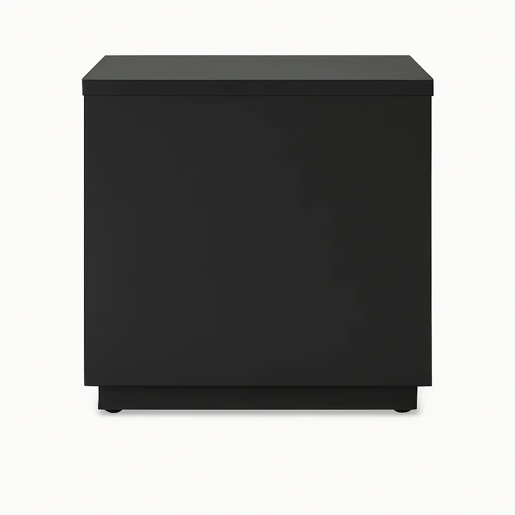 طاولة جانبية سوداء عصرية مع درج ورف مفتوح - طاولة جانبية بسيطة لغرفة النوم أو غرفة المعيشة