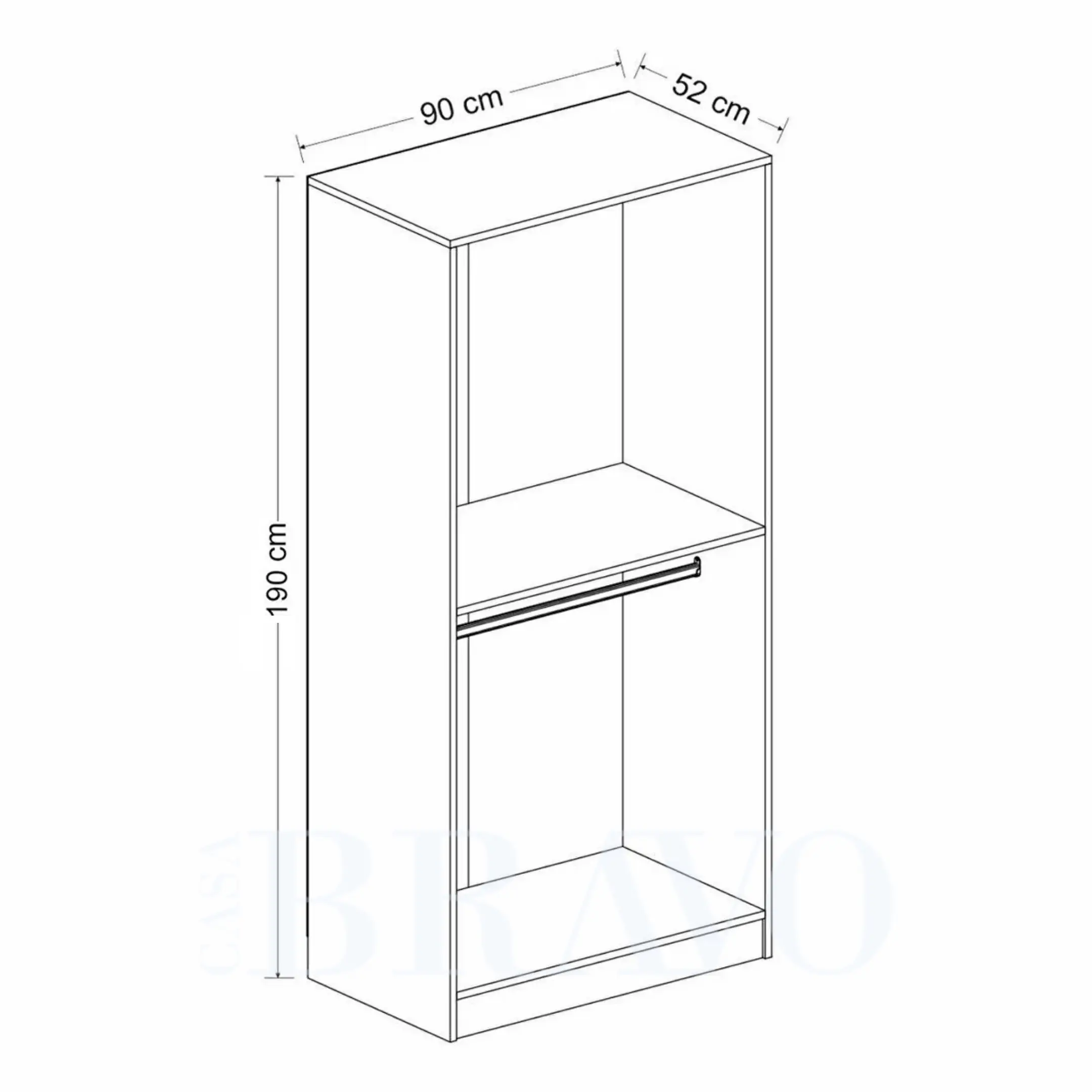 خزانة ملابس عصرية ببابين وقضبان تعليق مزدوجة - عرض 90 سم