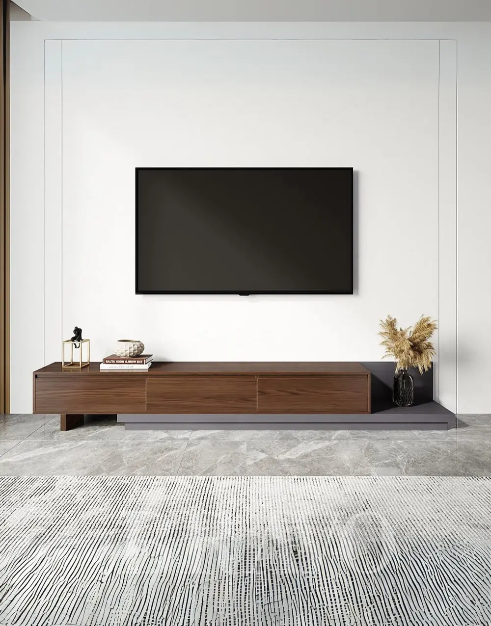 وحدة تلفزيون  الوسائط من خشب الجوز والأردواز