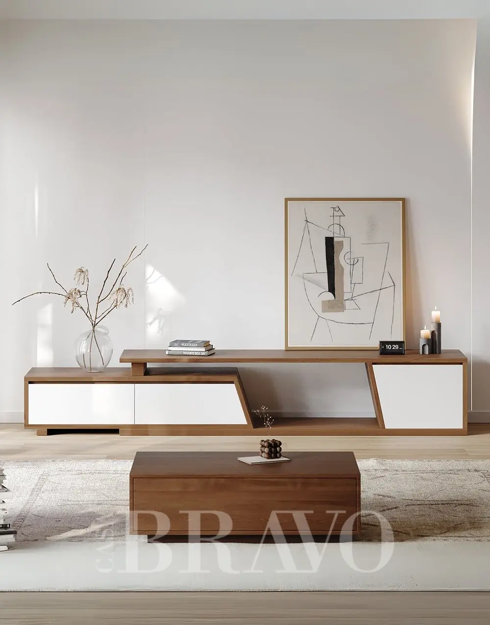 وحدة تلفزيون وسائط بتصميم هندسي