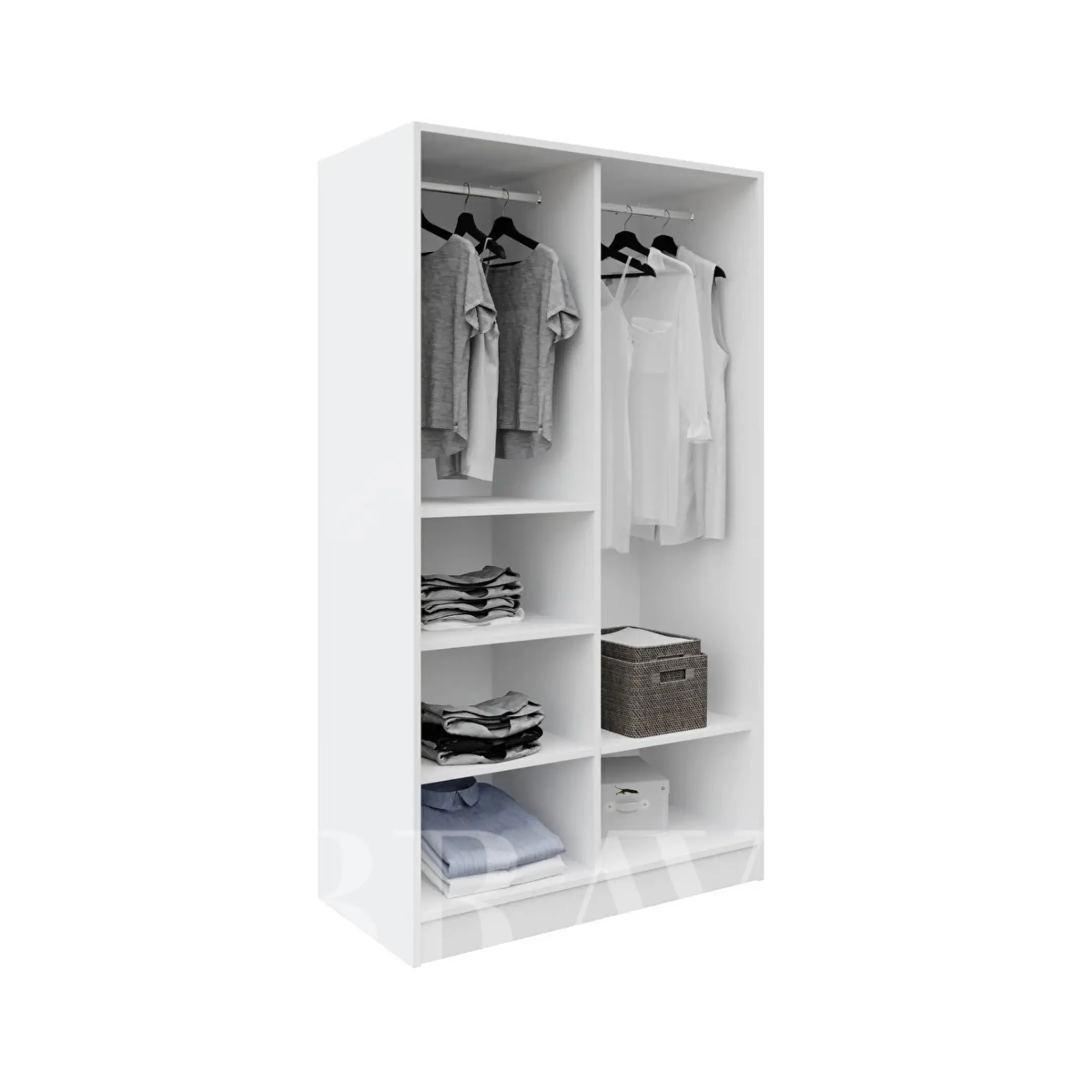 خزانة ملابس عصرية ببابين مع رفوف ومساحة للتعليق - لون أبيض
المقاس: الطول ٨٠ سم × الارتفاع ٢٠٠ سم × العمق ٦٠ سم