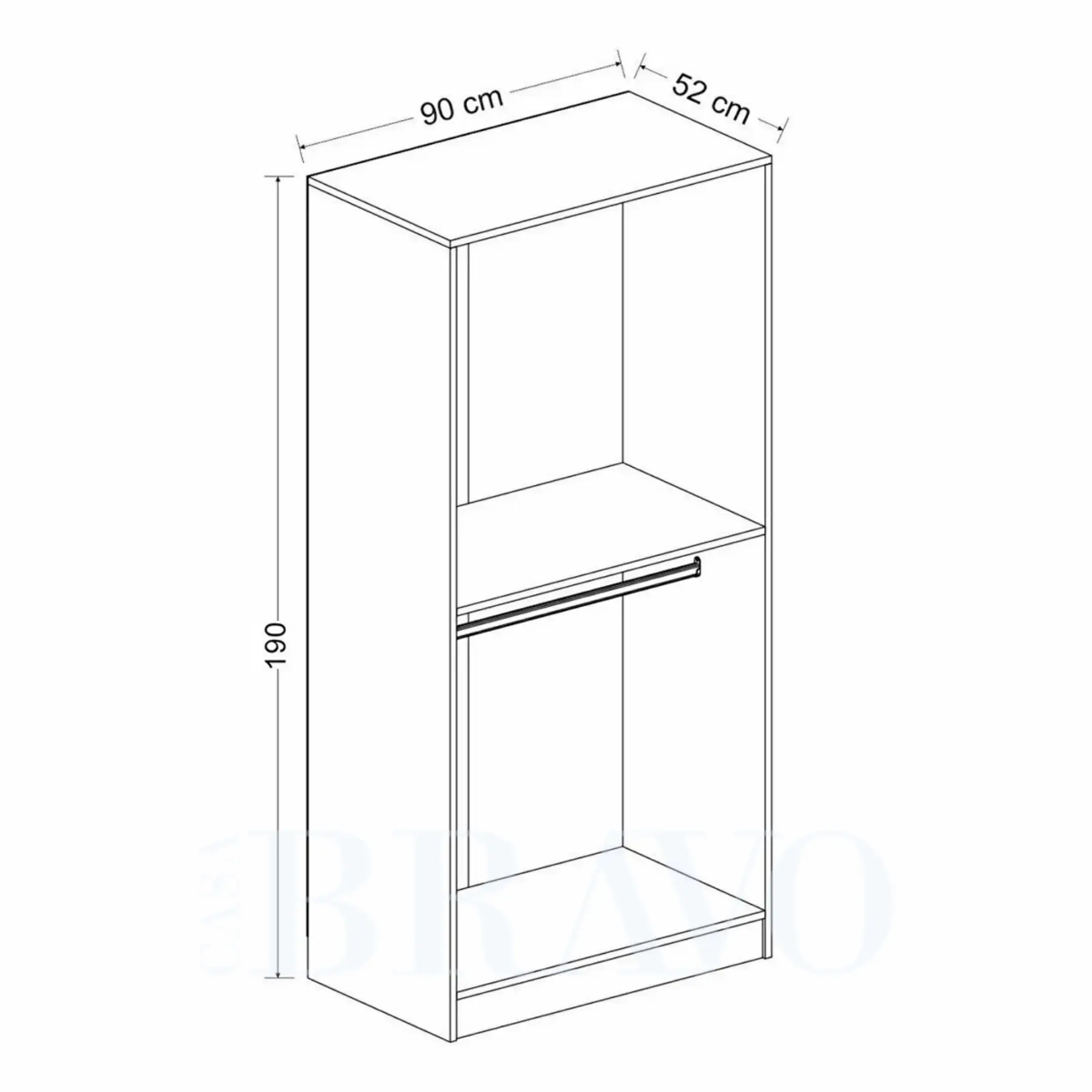 خزانة ملابس عصرية بيضاء ببابين وسكة تعليق مزدوجة - 90 سم