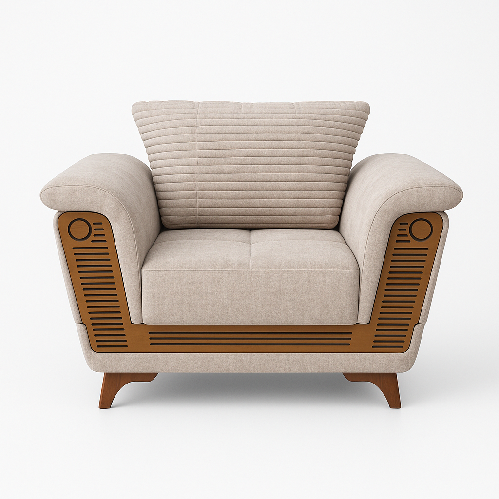 كرسي بذراعين من قماش سافيو مع تخزين