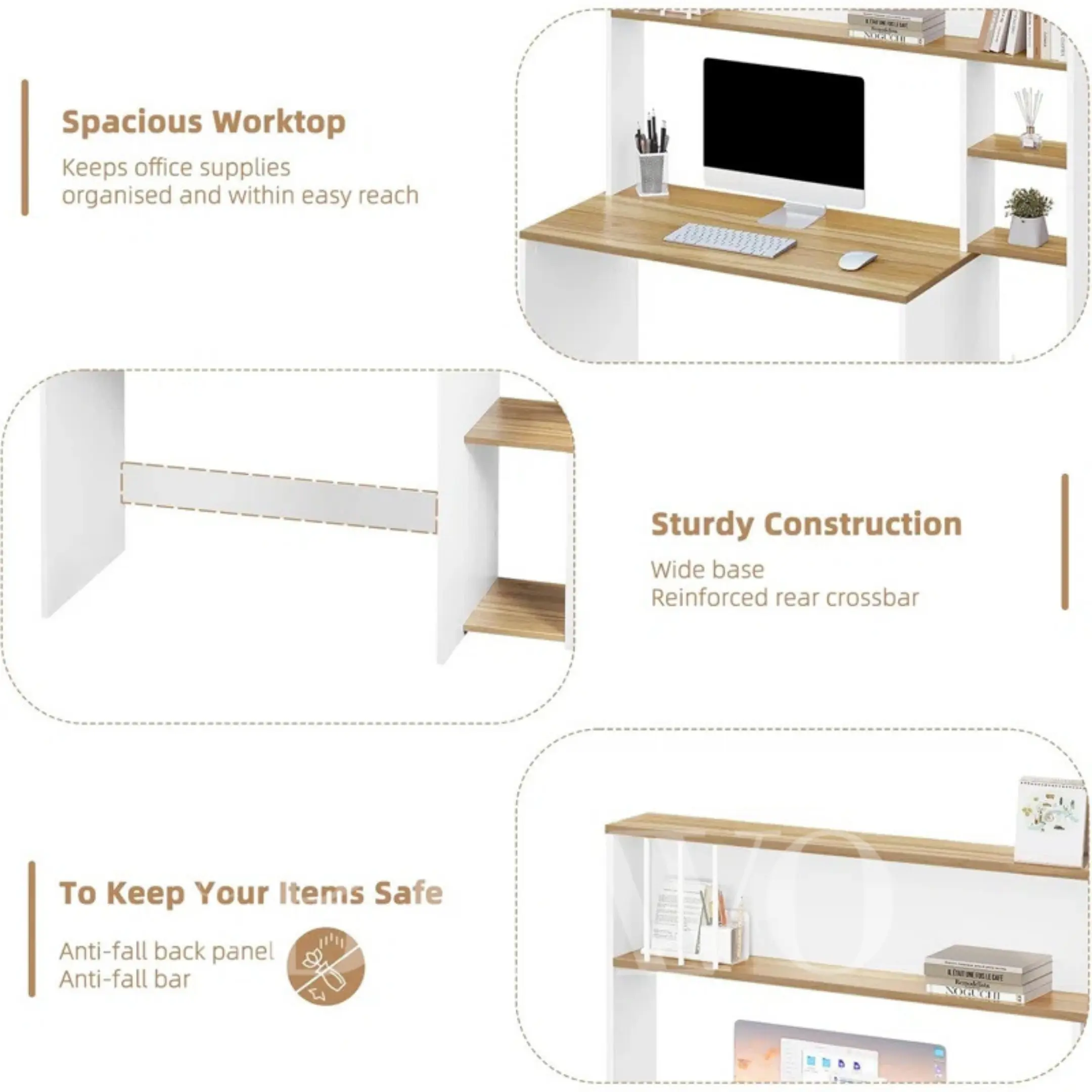 مكتب دراسي مع خزانة علوية مخفية