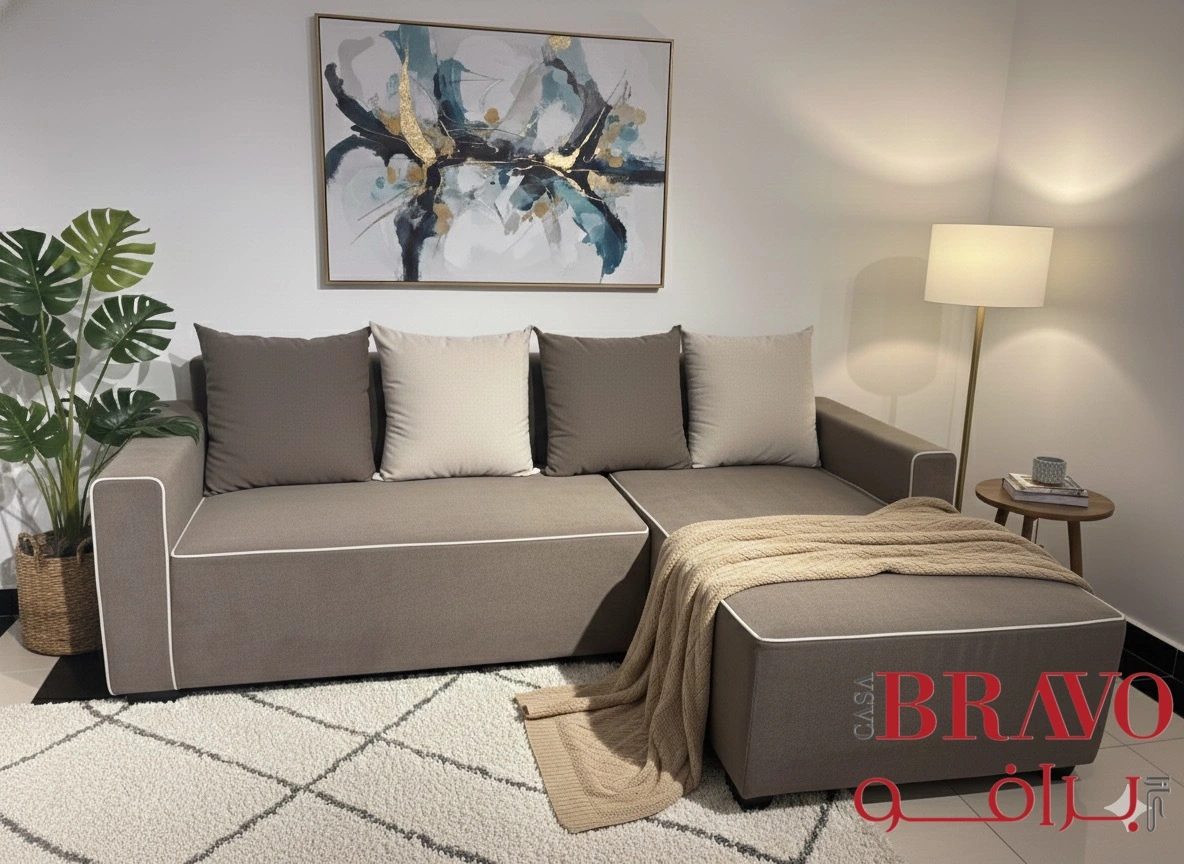 أريكة زاوية يمنى من قماش جامبو