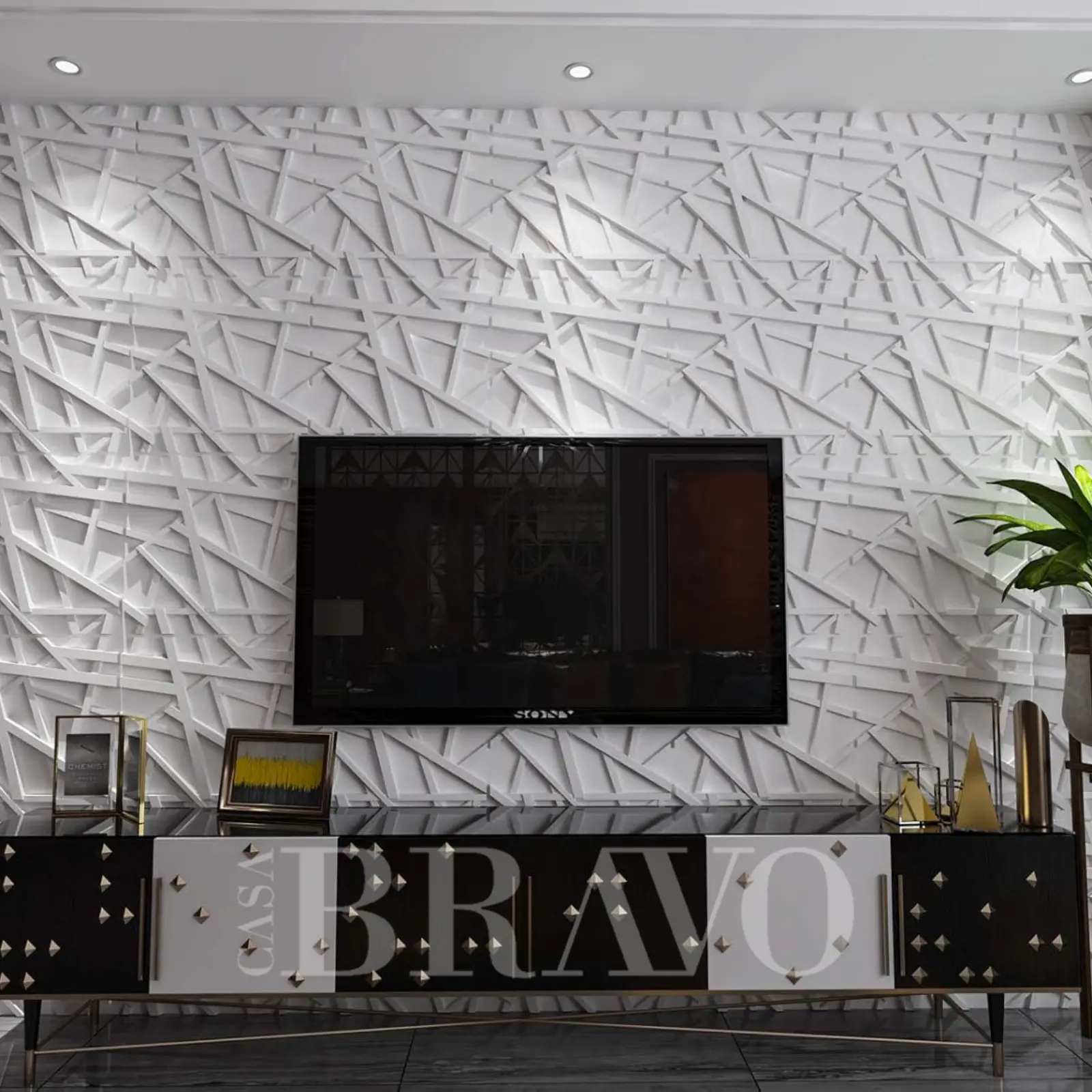 لوحة حائط زخرفية ثلاثية الأبعاد - تصميم هندسي حديث للجدران الداخلية