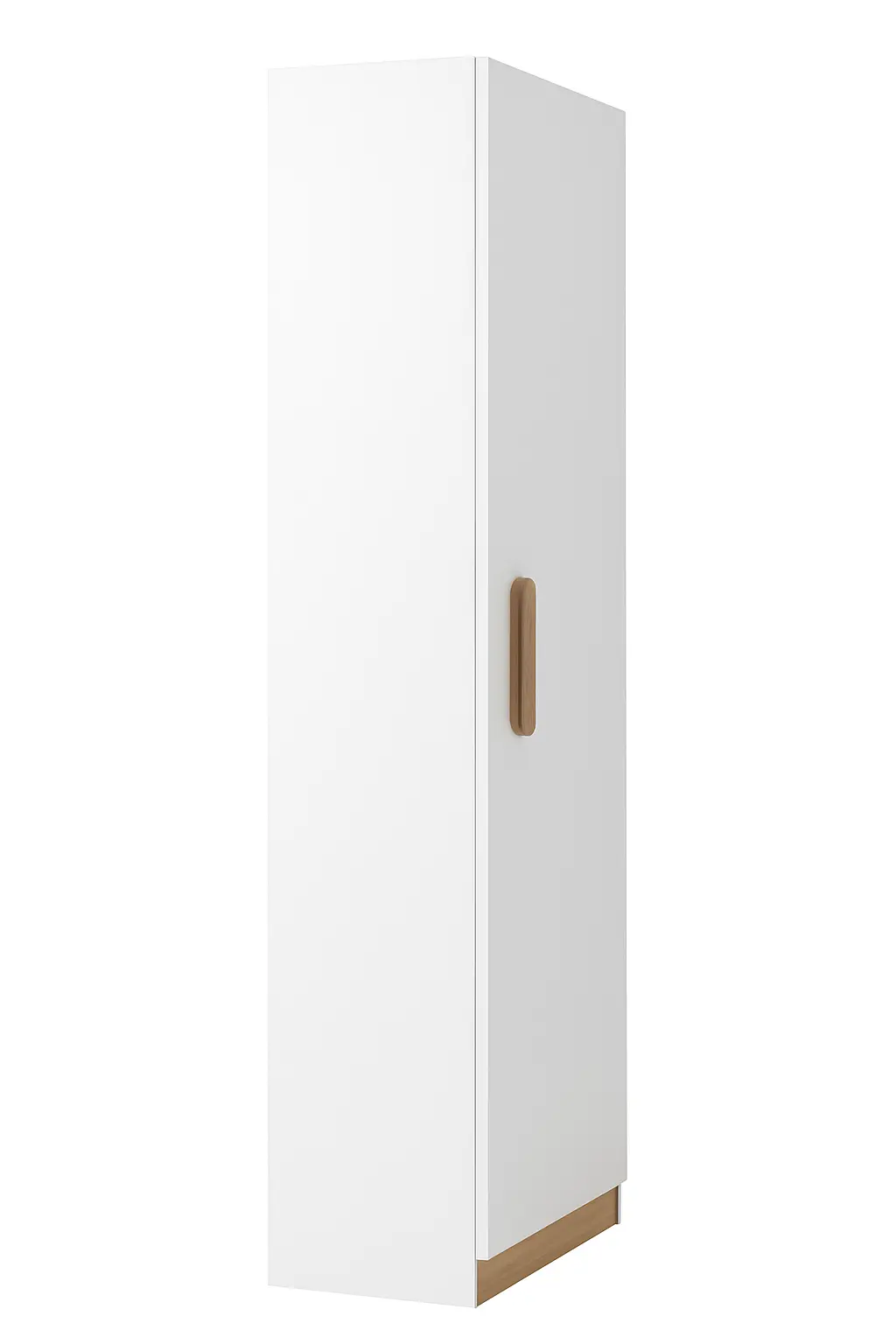 خزانة ملابس عصرية بباب واحد - بيضاء مع لمسات خشبية، الطول 40*الارتفاع 200*العمق 60 سم