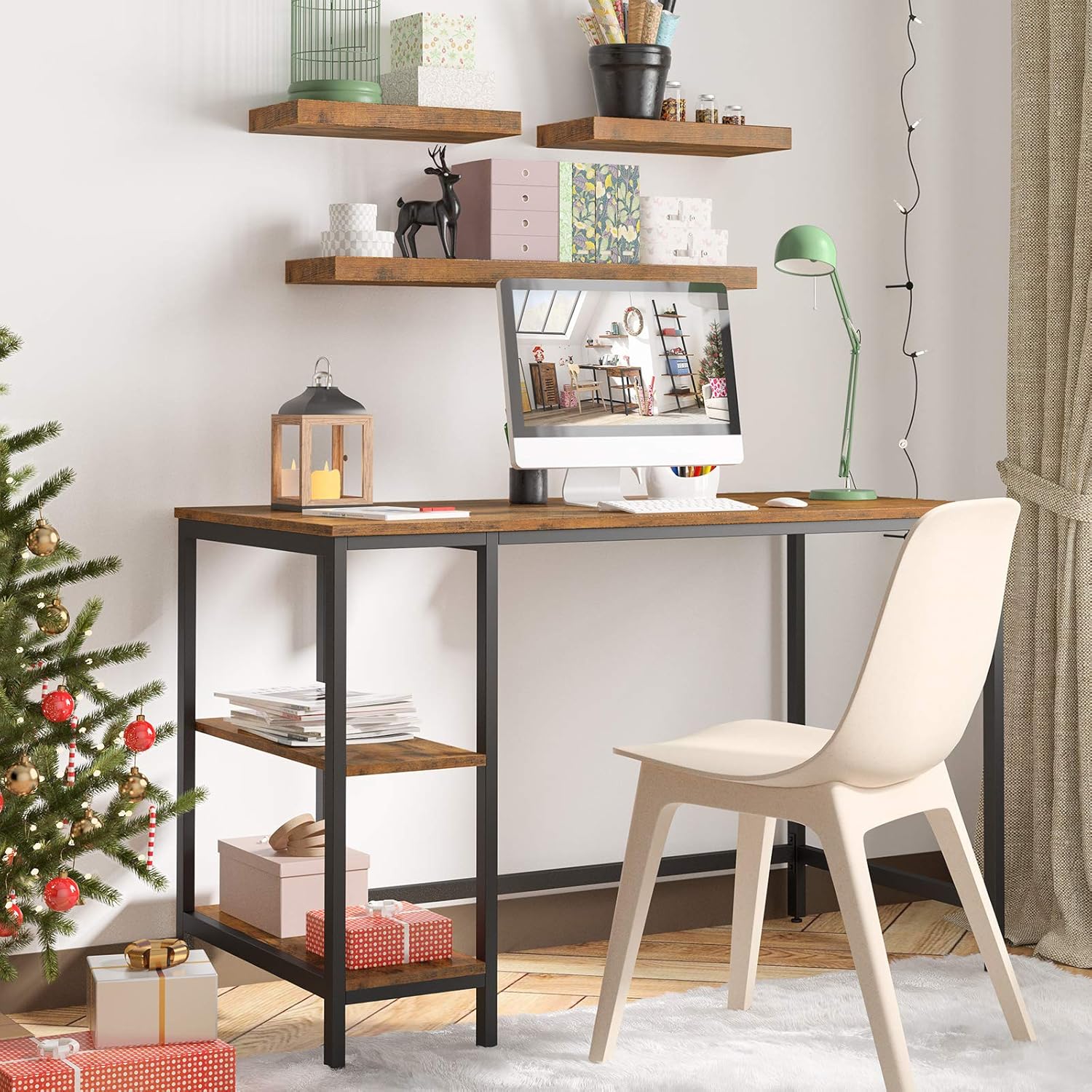 مكتب صناعي مدمج ذو رف جانبي