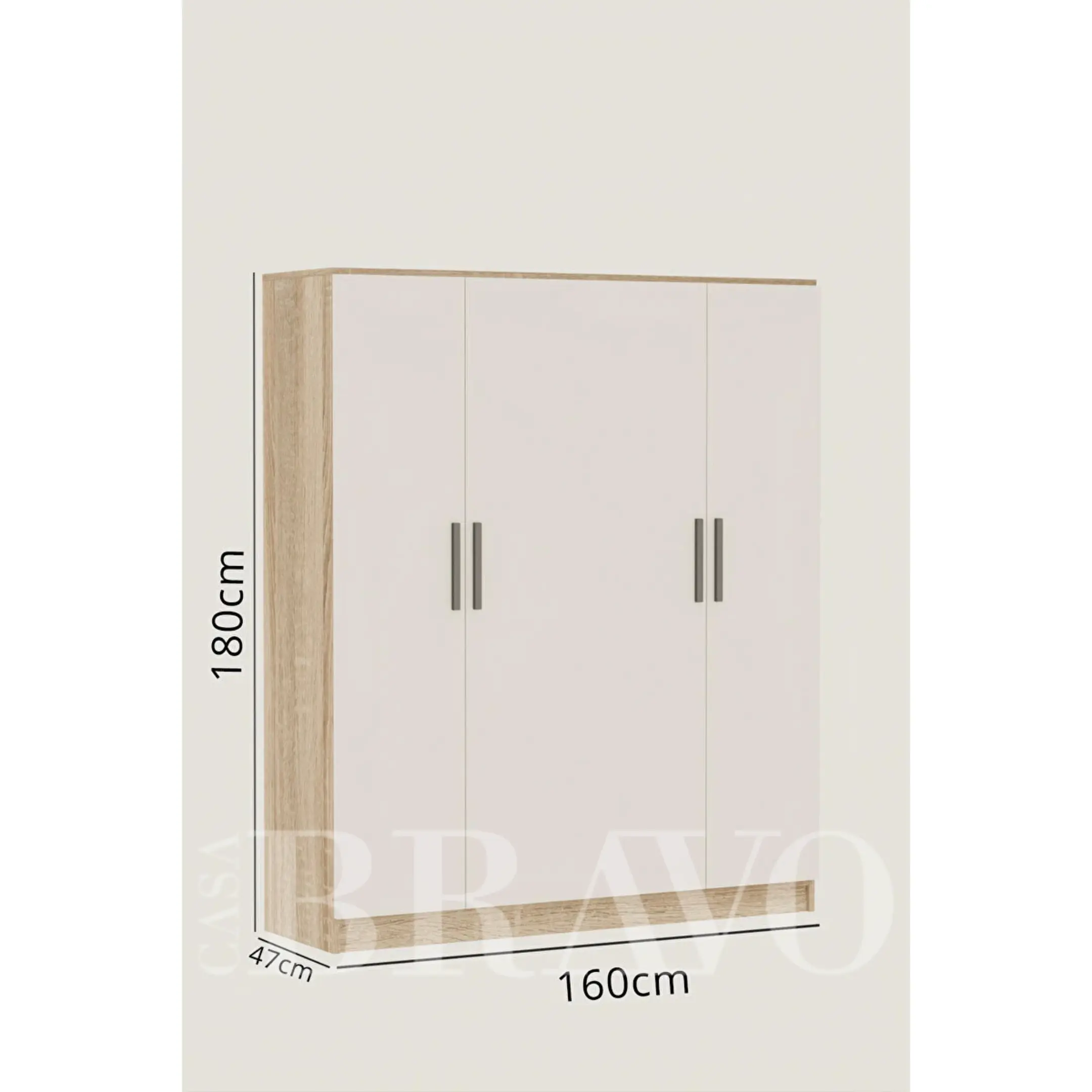 خزانة ملابس واسعة بأربعة أبواب مع أرفف ومساحة للتعليق - 160 سم (لون أبيض وخشب البلوط)