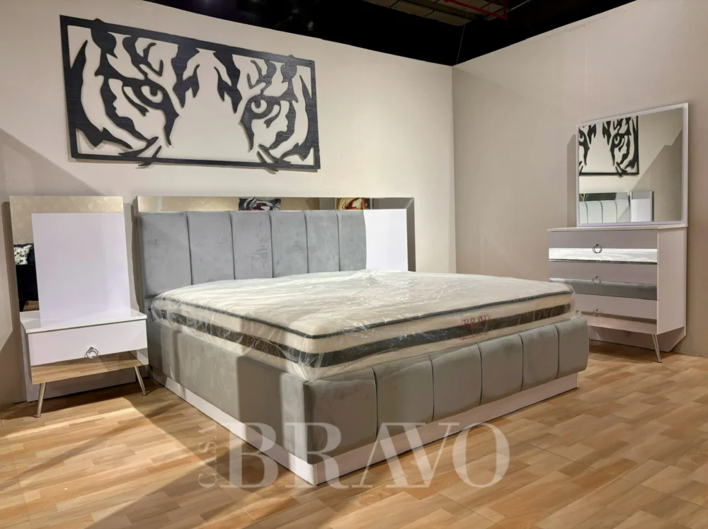 MONACO King Bedroom Set 180*200 + Dresser with Mirror + Cupboard - With 3-Years Warranty