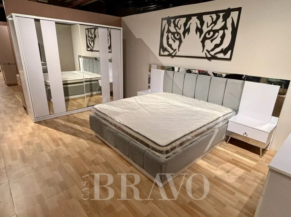 MONACO King Bedroom Set 180*200 + Dresser with Mirror + Cupboard - With 3-Years Warranty - Image 4