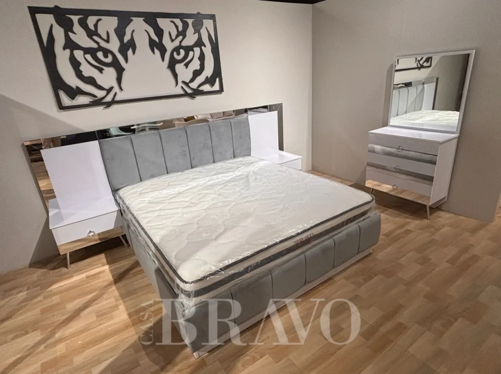 MONACO King Bedroom Set 180*200 + Dresser with Mirror + Cupboard - With 3-Years Warranty - Image 5