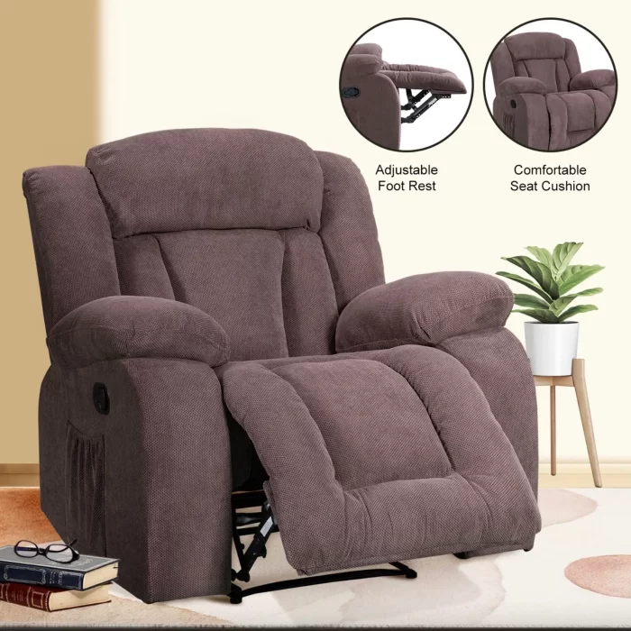 Premium Recliner Chair with Swivel, Swinging, Massage & Heating