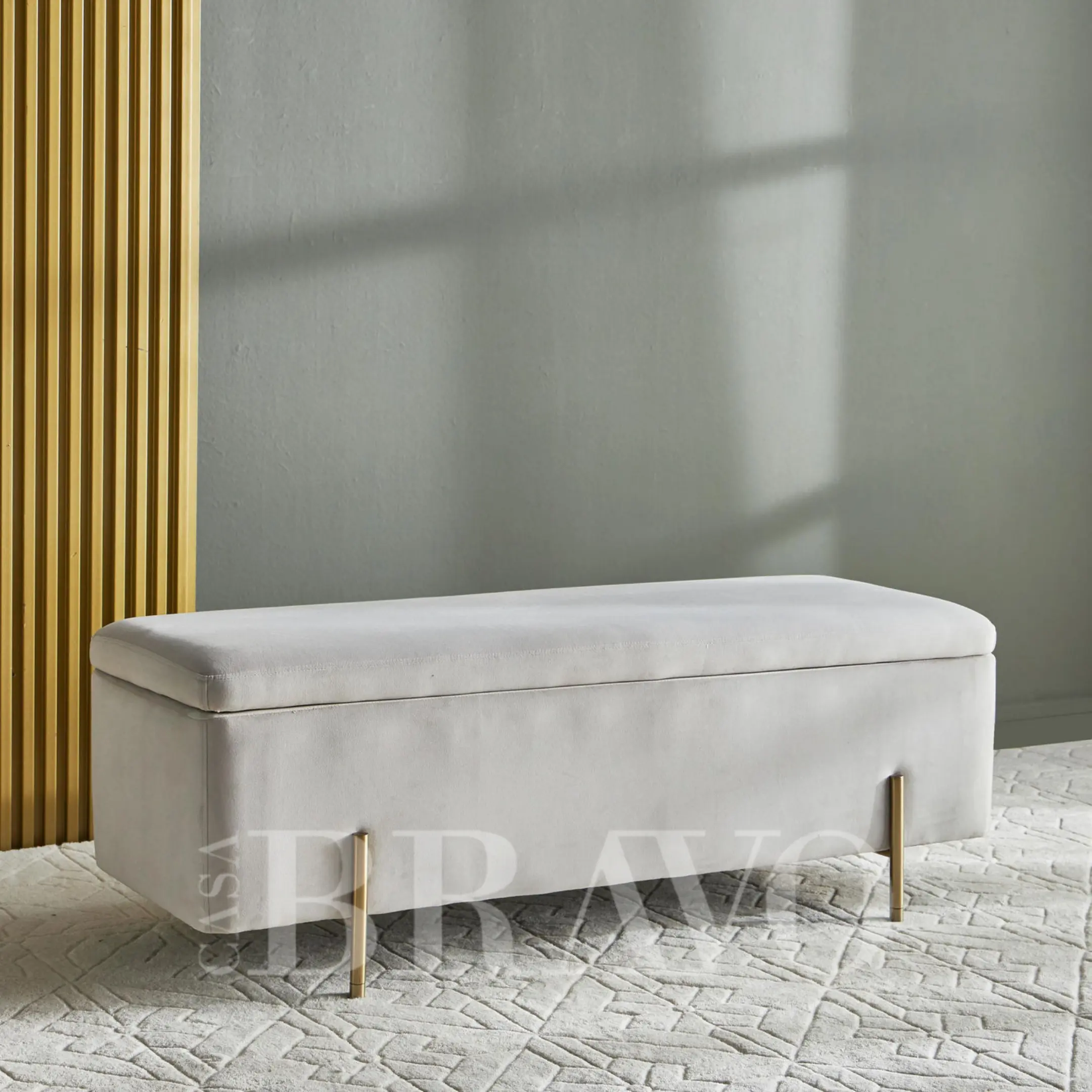 Functional Storage Bench with Golden Steel Legs