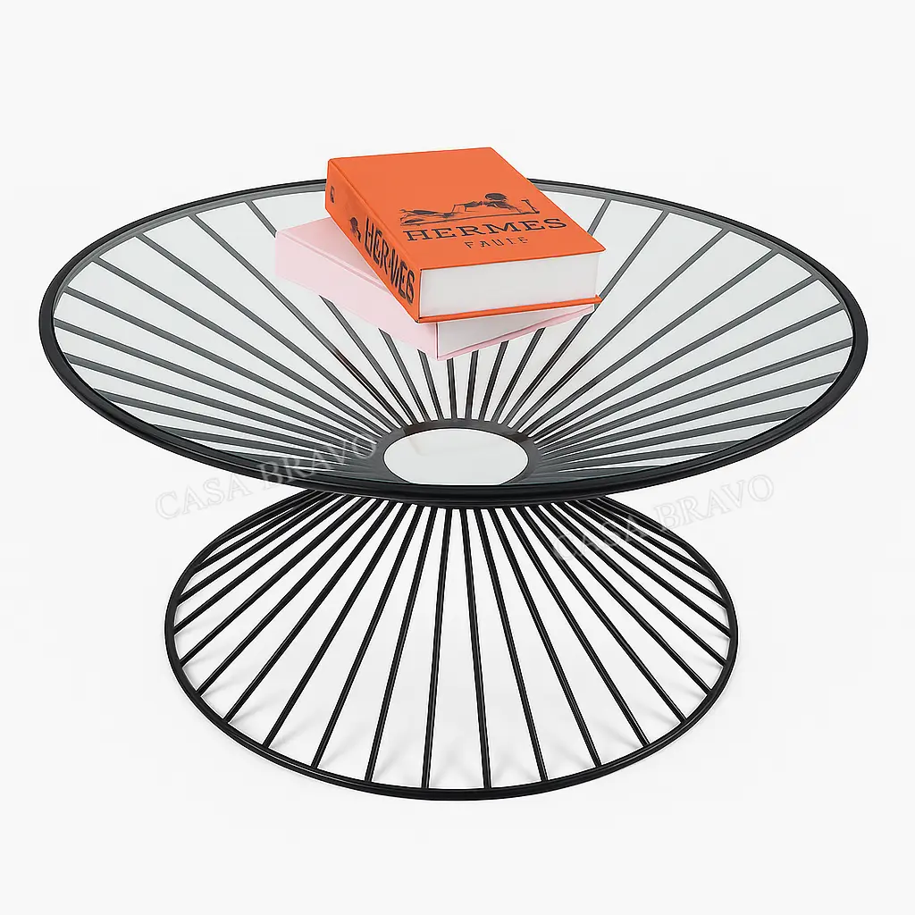 Modern Glass & Metal Center Table – Round table for living room