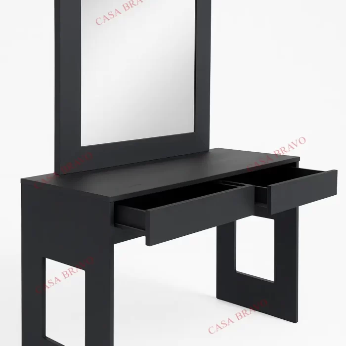 Modern black console table with mirror - a simple and elegant design for a stylish interior