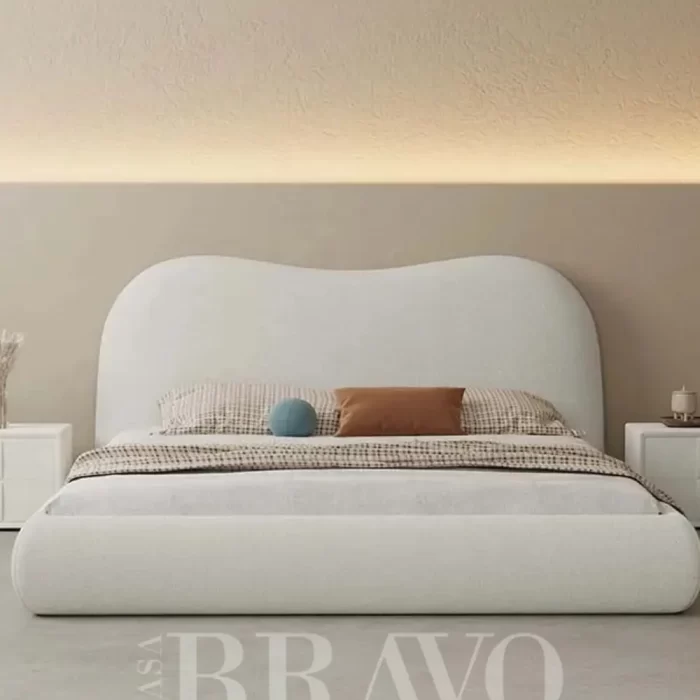 CurveNest Bed – Soft Minimalism with Organic Elegance