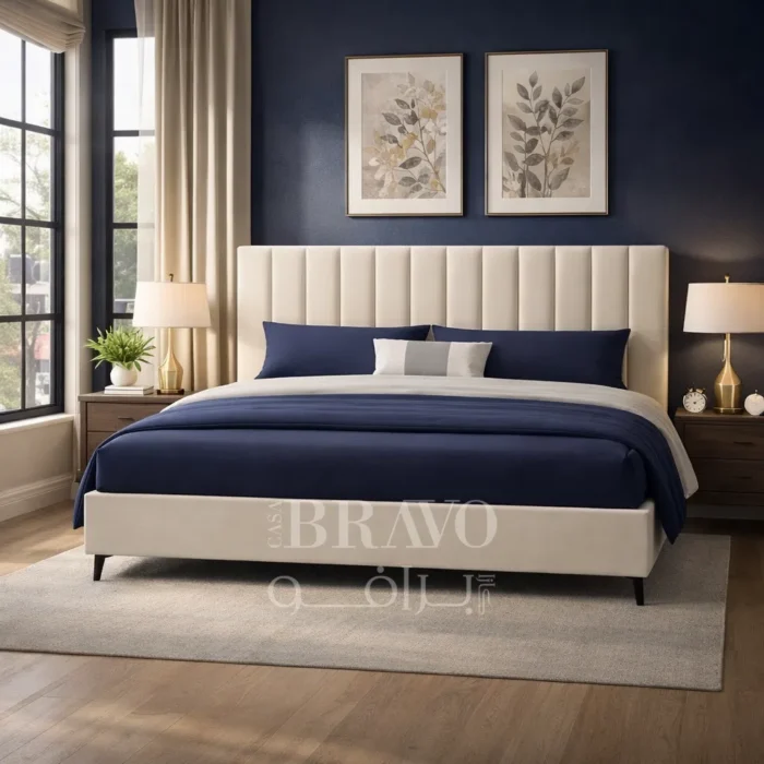 AuraLoom Bed – Sculpted Calm with Illuminated Sophistication