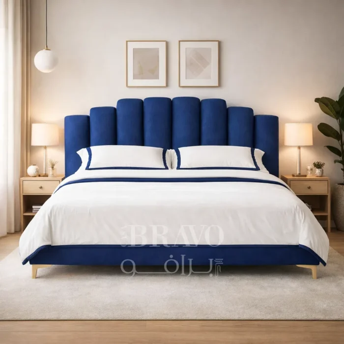 CelesteWave Bed – Bold Geometry with Luxe Contrast