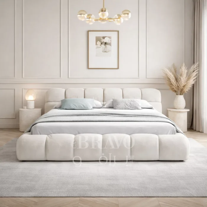 Cloudora Luxe Bed – Plush Comfort with Sculptural Elegance