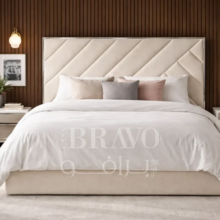 Vellura Diamond Bed – Sculpted Texture with Reflective Elegance