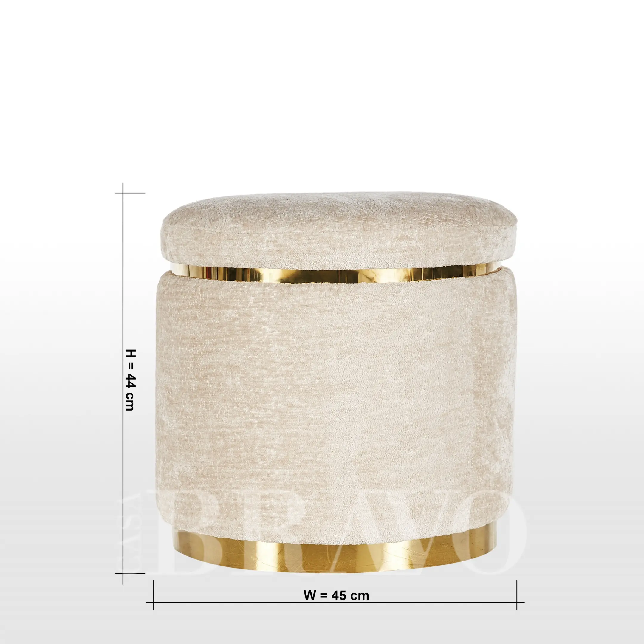 Round Curvy Pouf with Golden Accents