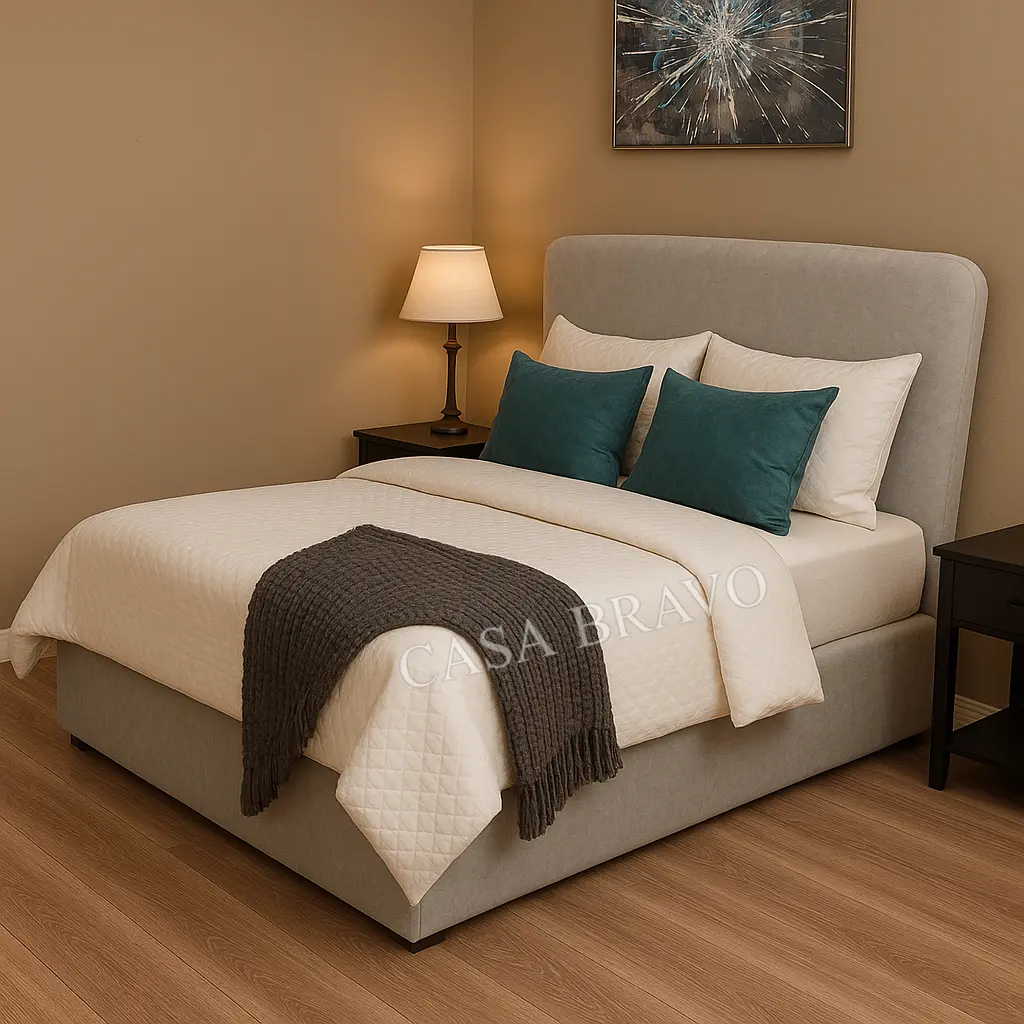 Minimalist & Cozy Bed Frame - Upholstered with Easy Clean Fabric