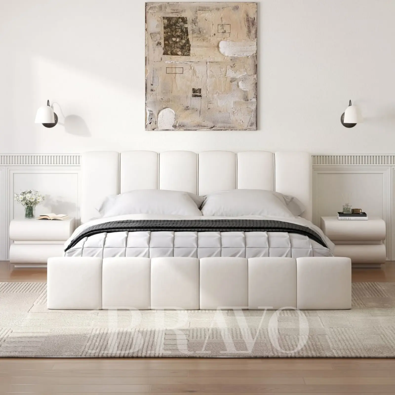 Sandra Curvy Modern Beds with Tall Headboard