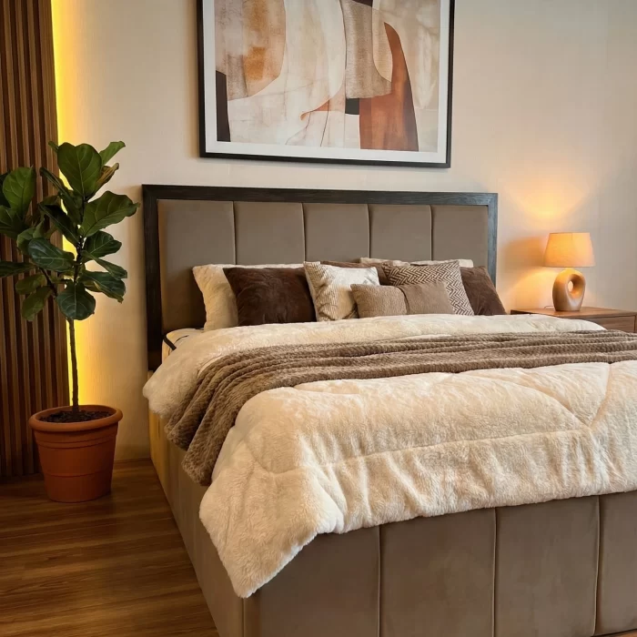 Maison Fabric & Wooden Bed