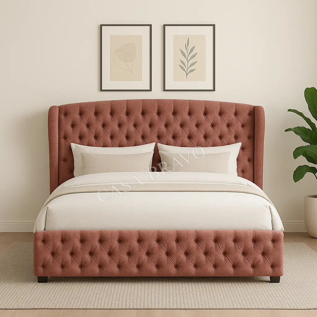 Zamura Tufted Soft Bed – Simplicity meets Modern vibes - Solid Wood Modern Legs