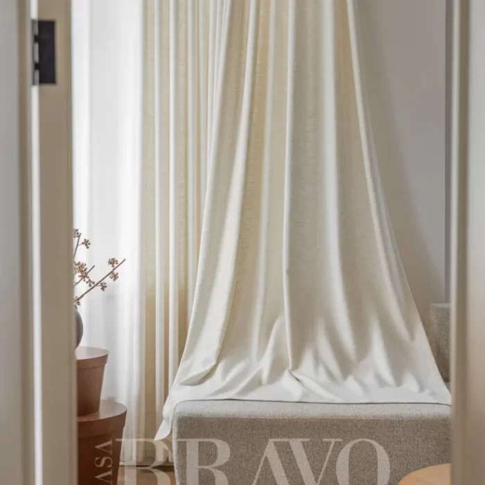 CASA BRAVO Linen Texture Beige Curtains – Natural Light Filtering Elegance for Modern Homes