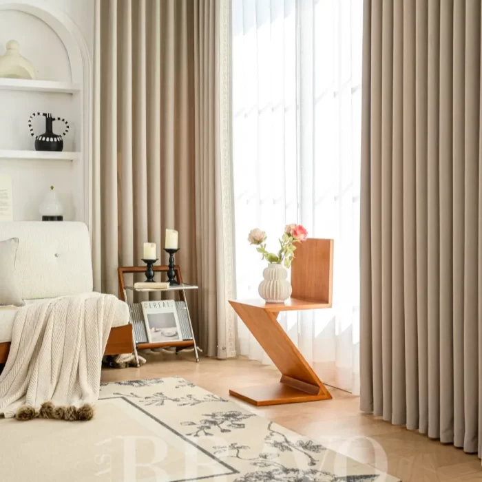 Premium Beige Velvet Blackout Curtains – Modern Luxury for Cozy Interiors