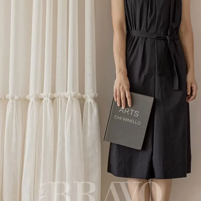 Luxury Layered Curtains - Modern Geometric Pattern & Sheer White Voile