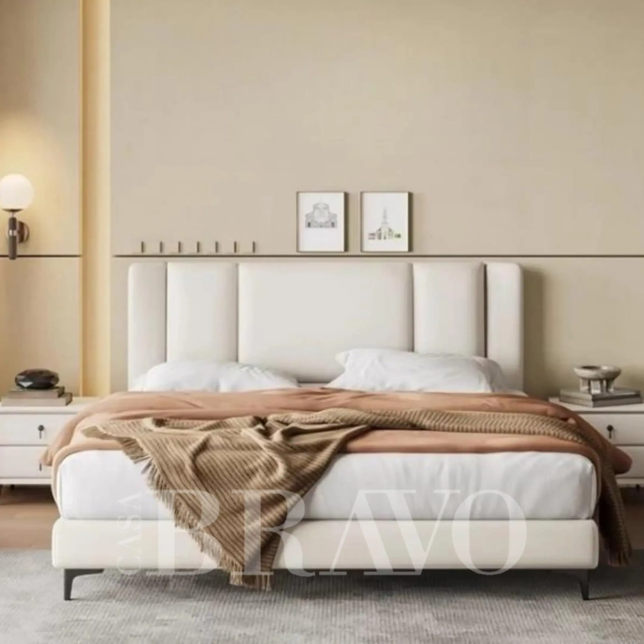 Solara Panel Bed – Soft Neutrals with Architectural Grace