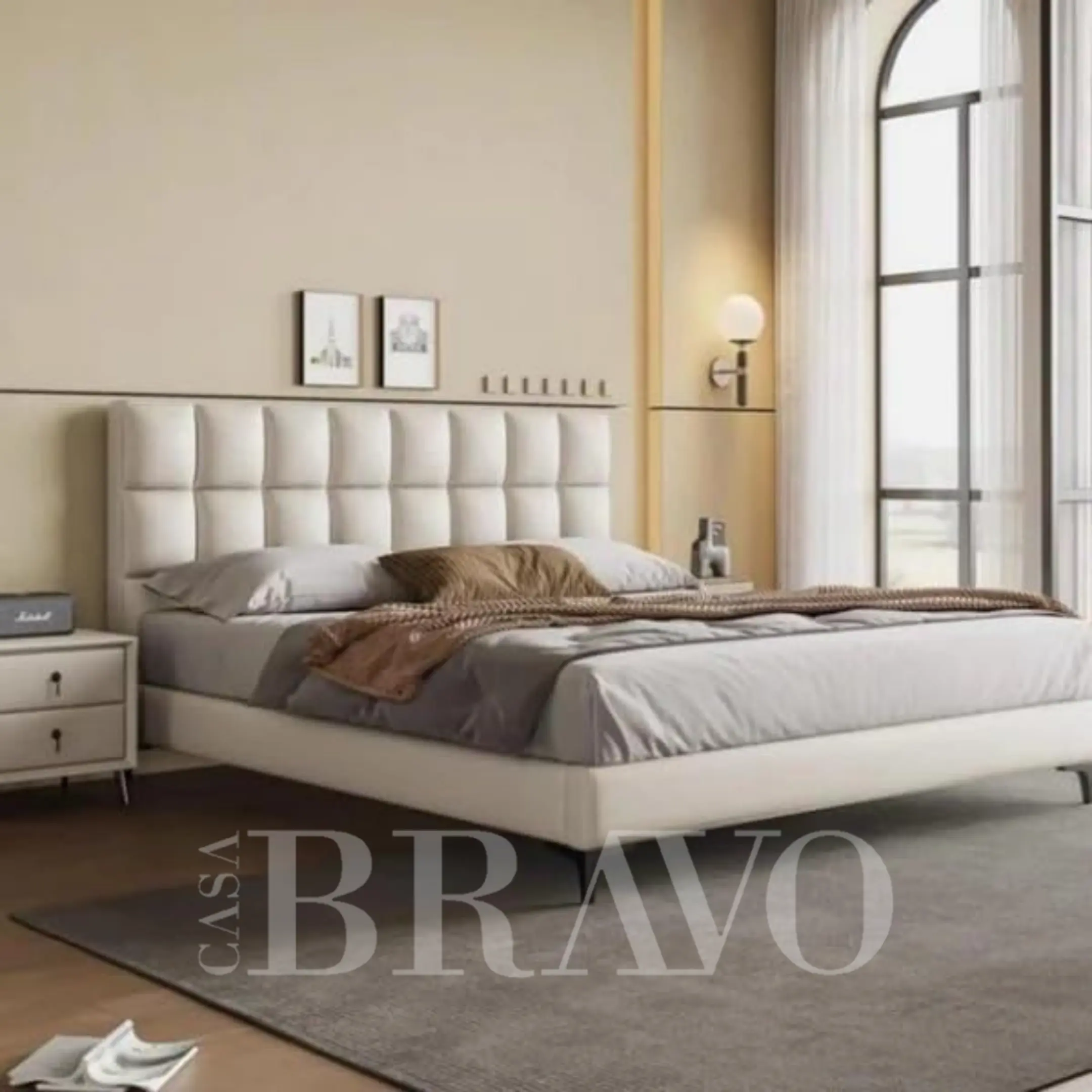 LinoVerde Bed – Tailored Texture with Timeless Tranquility