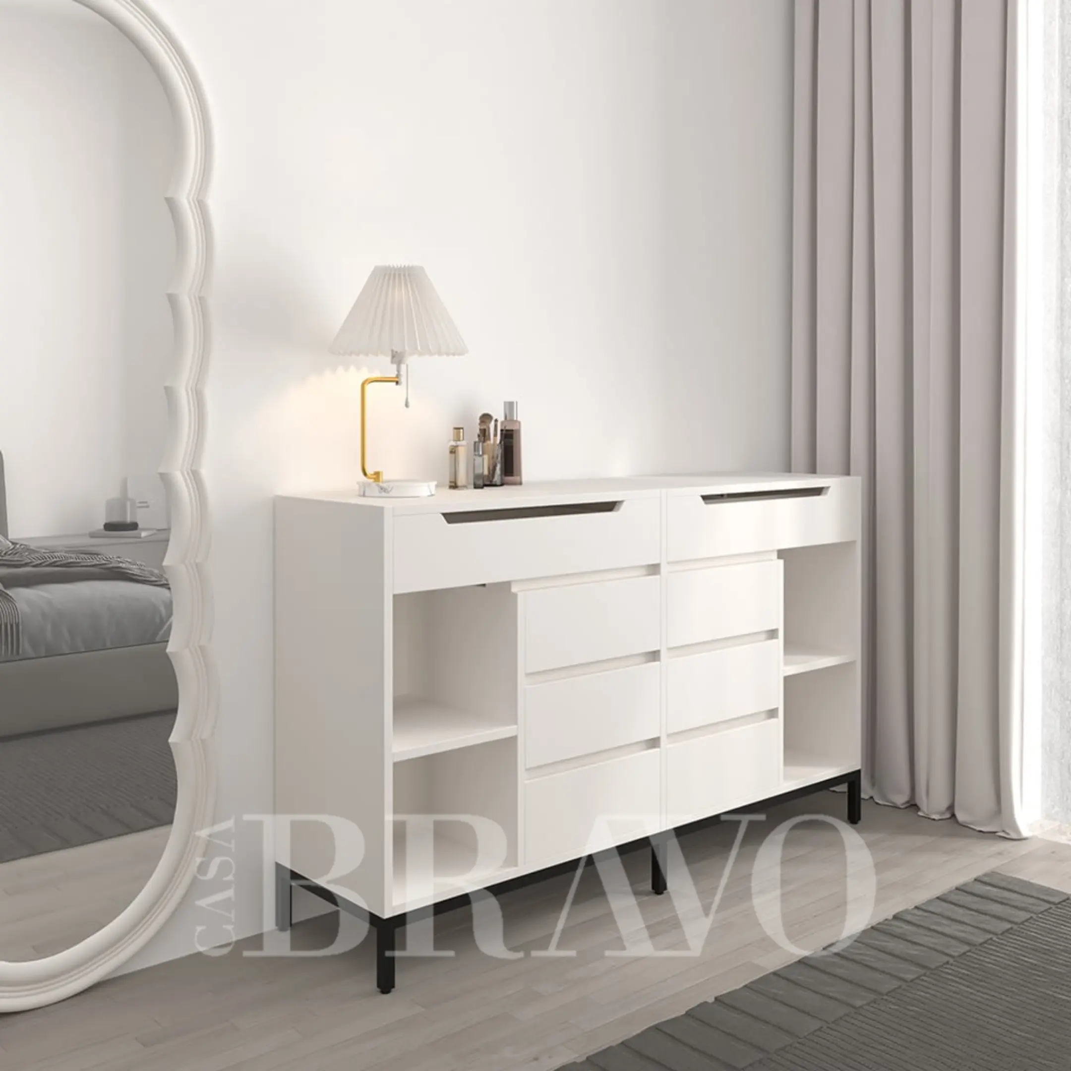 Modern white wardrobe with multiple drawers for extra storage | Modern storage furniture