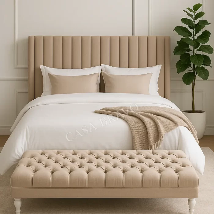 Premium Upholstered Bed with Vertical Panel Headboard