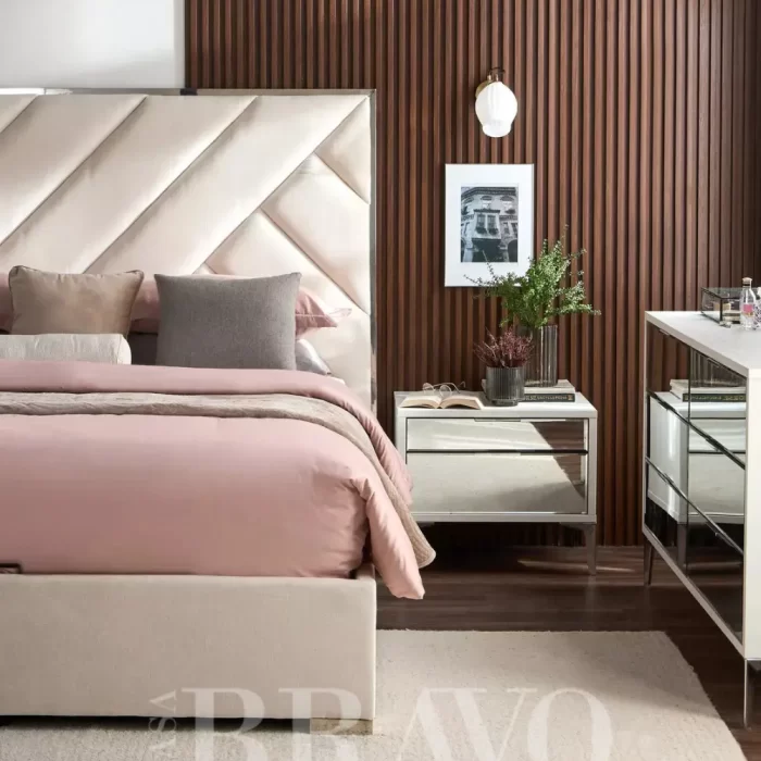 Vellura Diamond Bed – Sculpted Texture with Reflective Elegance