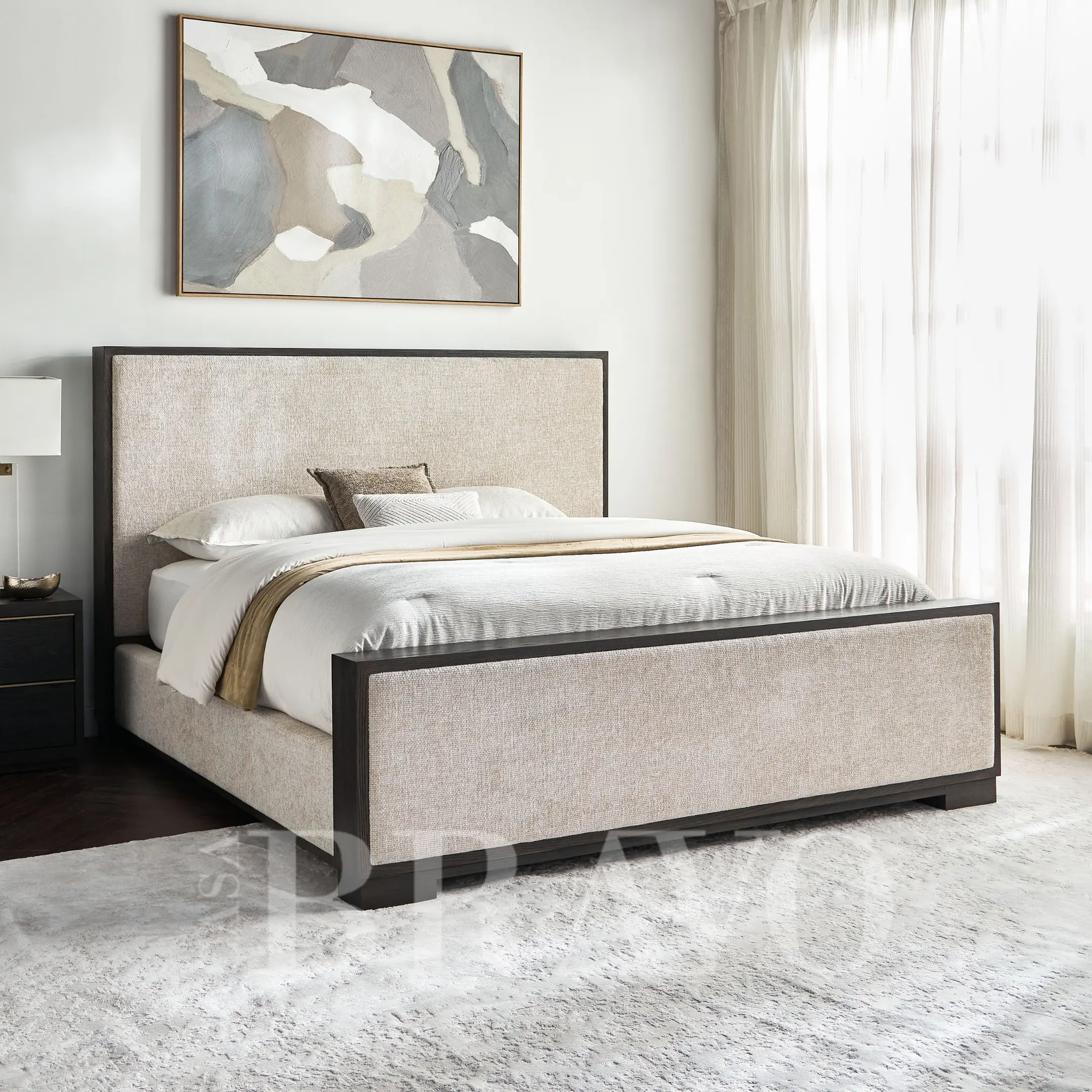 TerraForm Bed – Neutral Harmony with Sculpted Warmth