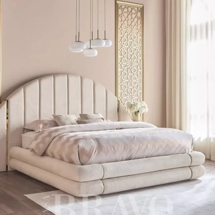 Aurelia Curve Bed – Sculpted Elegance with Luxe Detailing