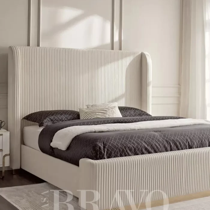 CrestLoom Bed – Sculpted Elegance with Luxe Texture