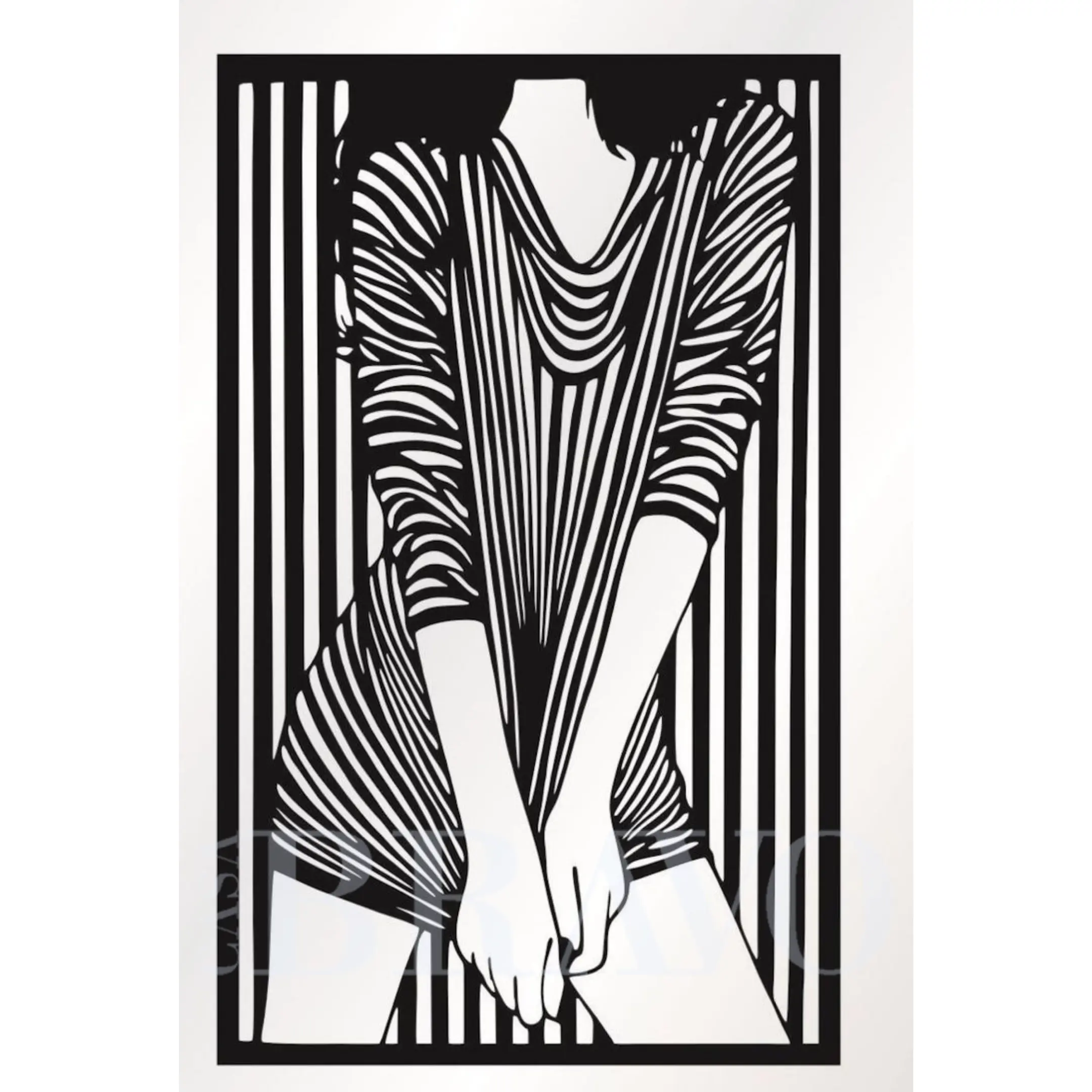 Abstract Fashion Figure MDF Wall Art - Modern Geometric Linear Design