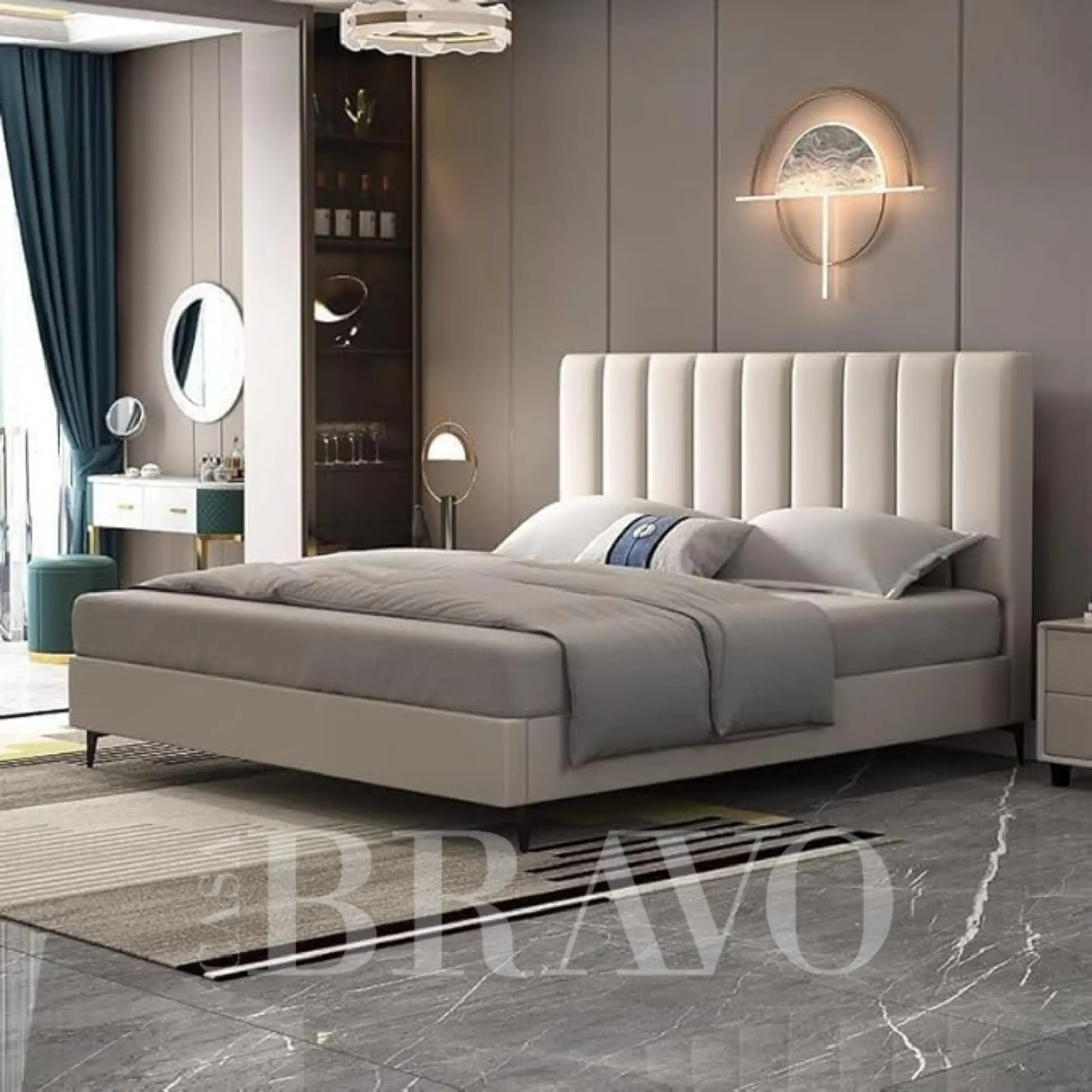 AuraLoom Bed – Sculpted Calm with Illuminated Sophistication
