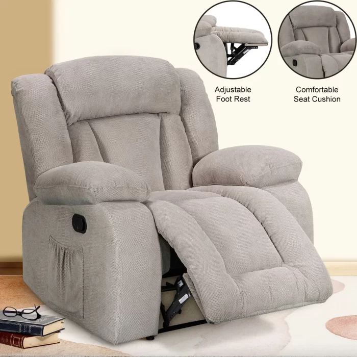 Premium Recliner Chair with Swivel, Swinging, Massage & Heating