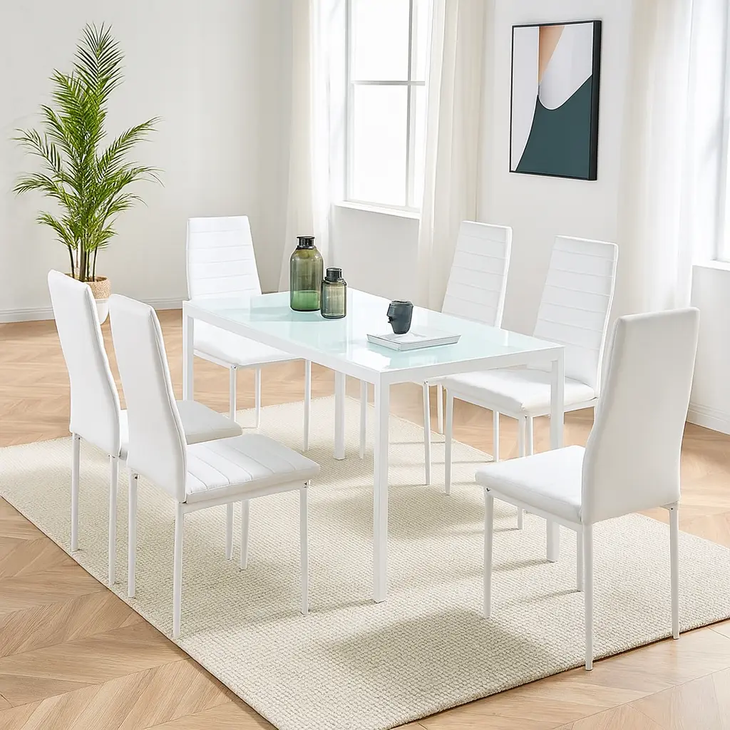 The "High-Gloss Minimalist" Set (Rectangular White)