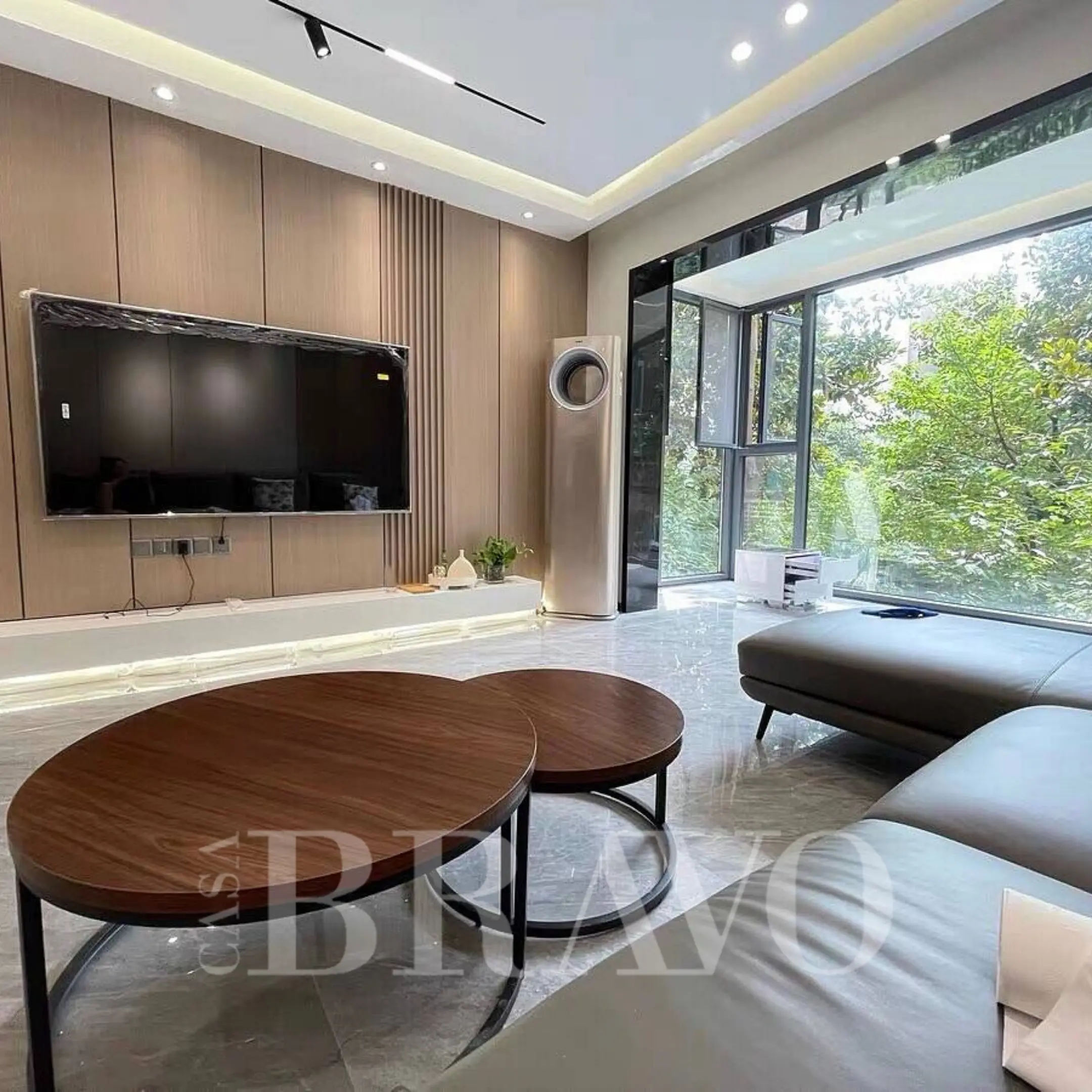 Center Table Name: Walnut Duo Nesting TablesTV Stand Name: Walnut Horizon Media Console