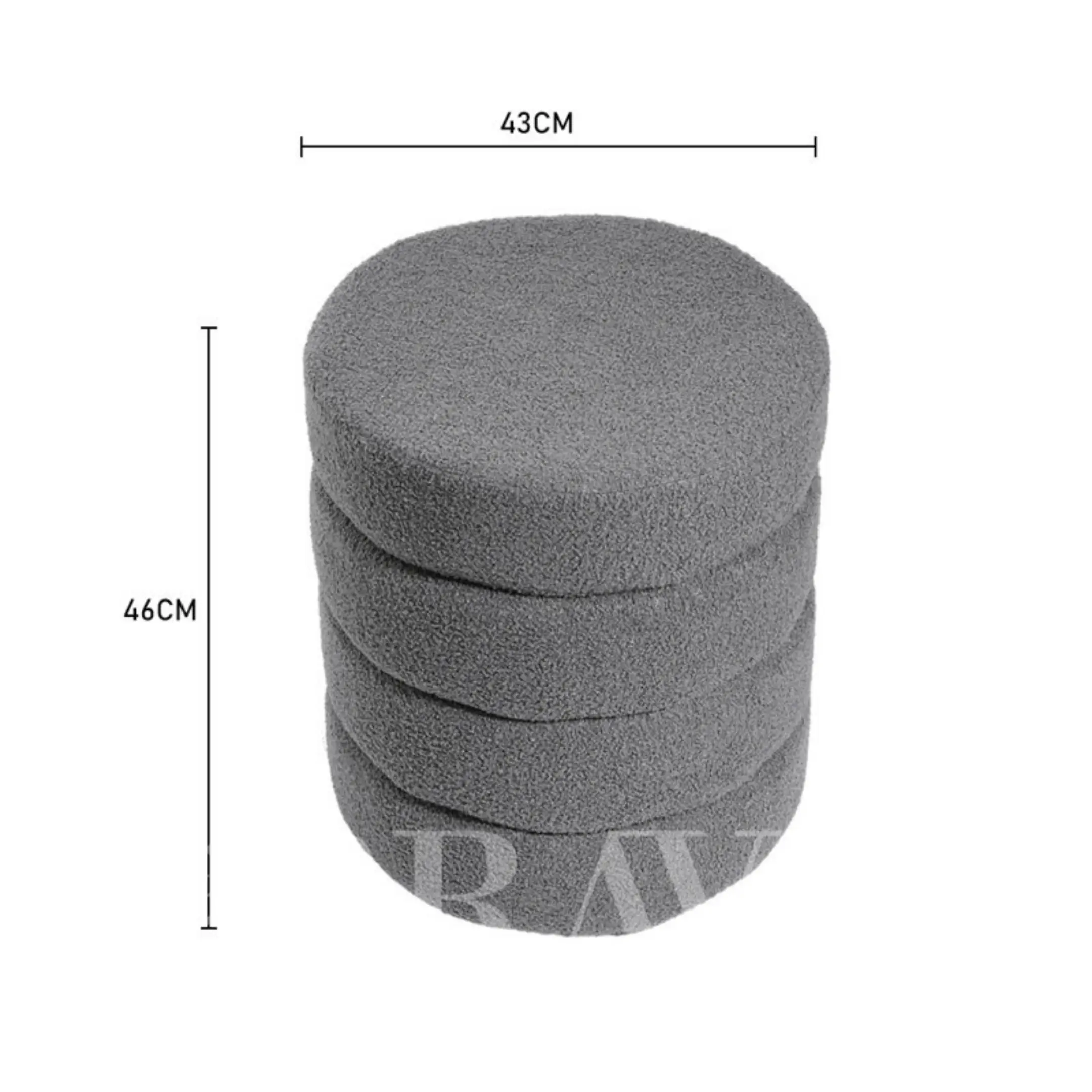 Modern Round Bouclé Ottoman Stool – 43 x 46 CM