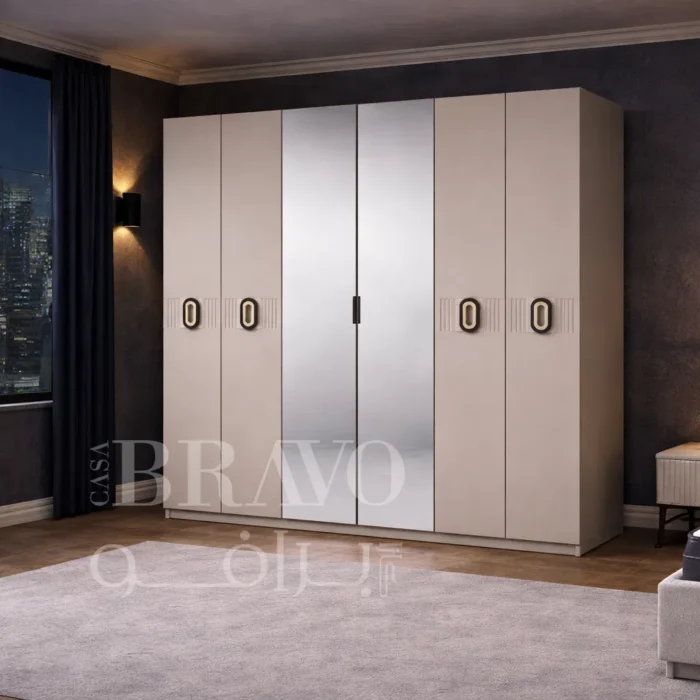 6-Door Modern Elegance Tufted Wardrobe